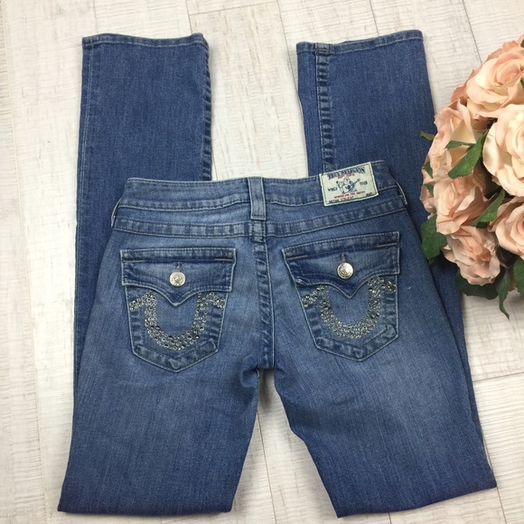 True Religion Straight Leg Bling Jeans Size 26 - Picture 4 of 8